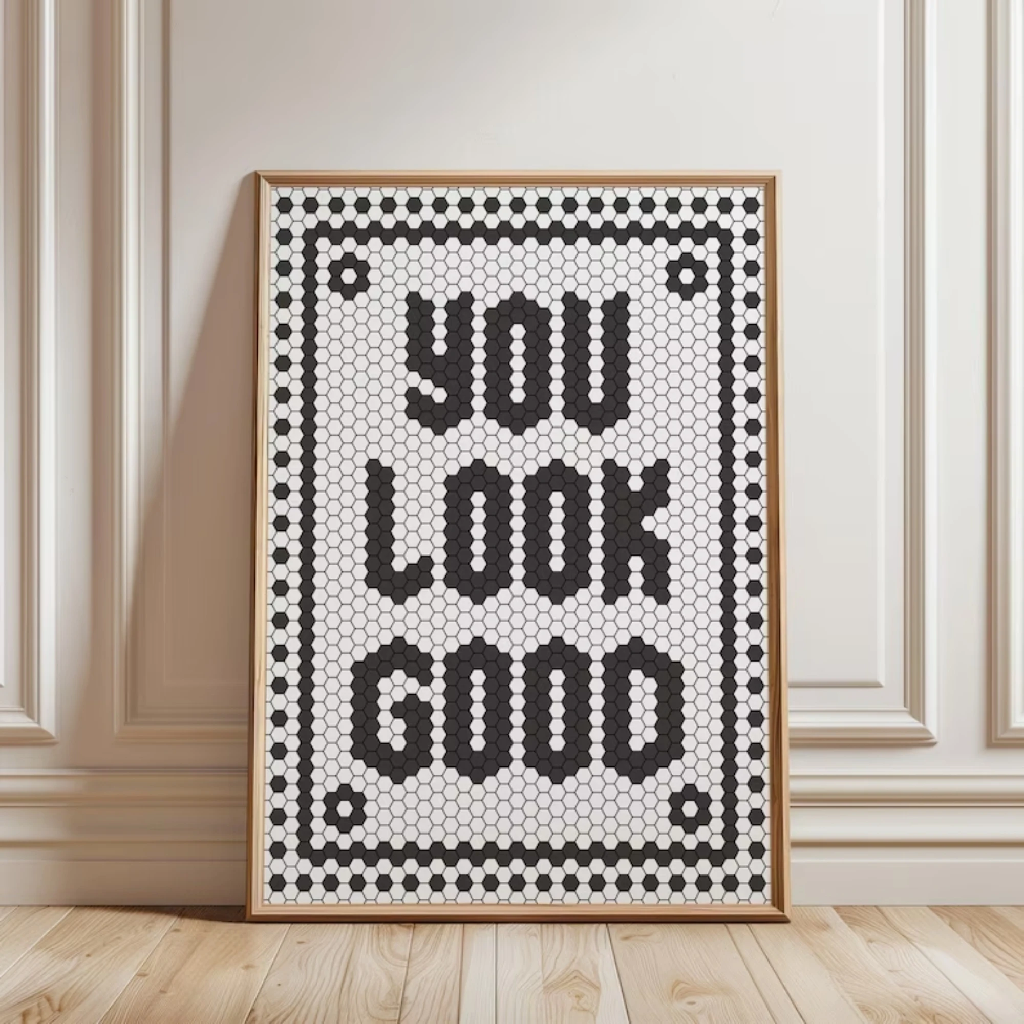 „You Look Good Quote“ Hexagon Bistro Tile Letter Wandkunstdruck, Leinwandgemälde, Poster, Bild für Wohnzimmer, Schlafzimmer, Heimdekoration