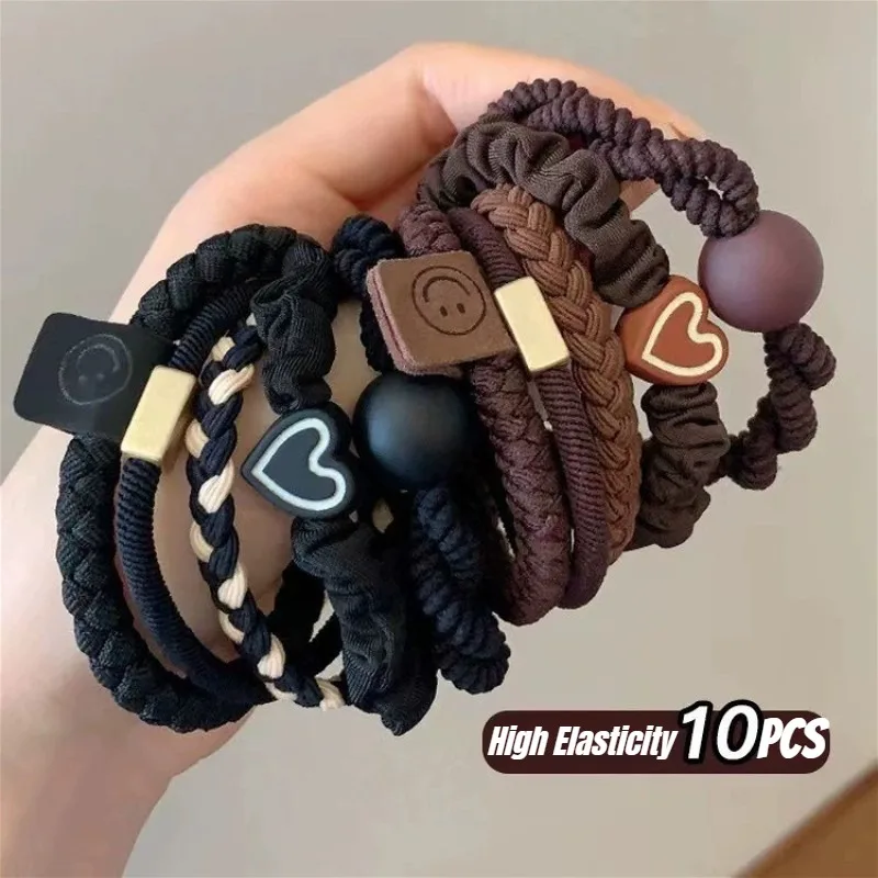 

5/10PCS Headband Leather Band Women High Ponytail Holder Hair Accessories Simple High Elasticity Durable Rubber Band Hair Circle