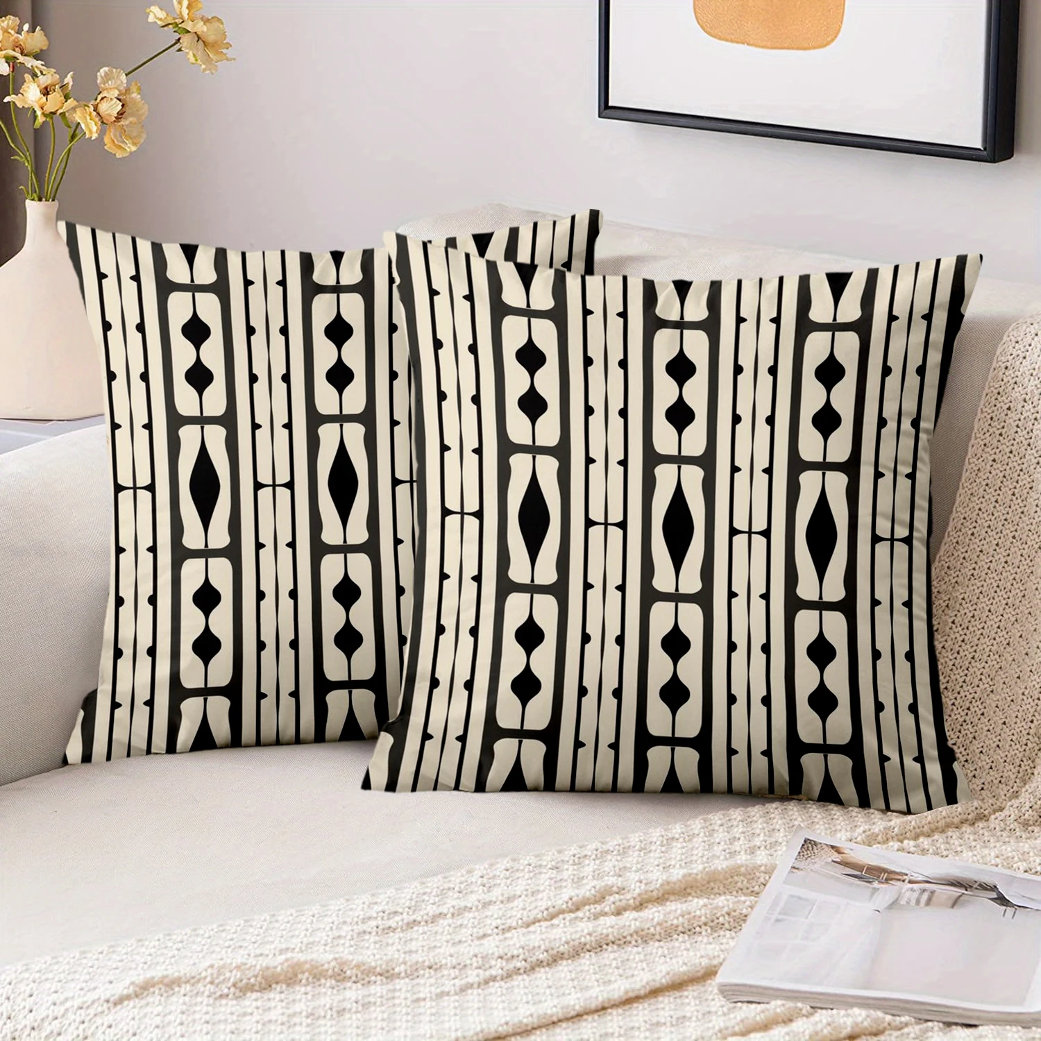 1 Pieces Bohemian Geometric Stripe Throw Pillow Covers Pattern Cushion Cover Suitable for Sofa Bedroom Car Pillow Cover