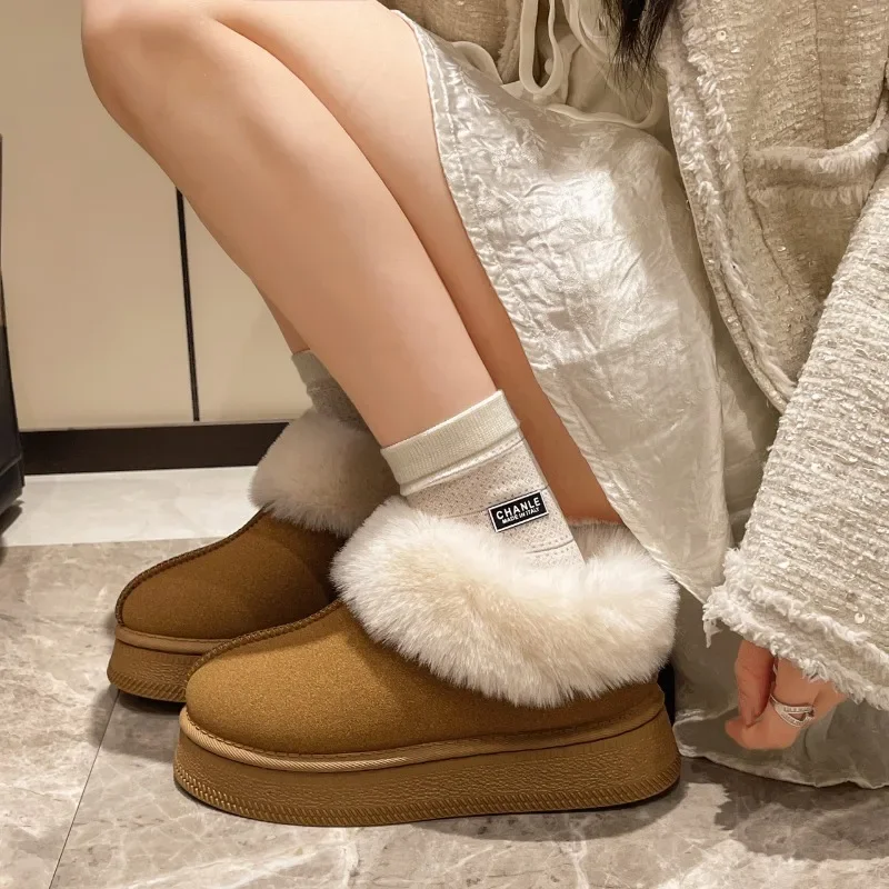 

Faux Fur Winter Boots for Women Non Slip Plush Snow Boots Woman Thick Bottom Warm Cotton Shoes Platform Botas Mujer for Female