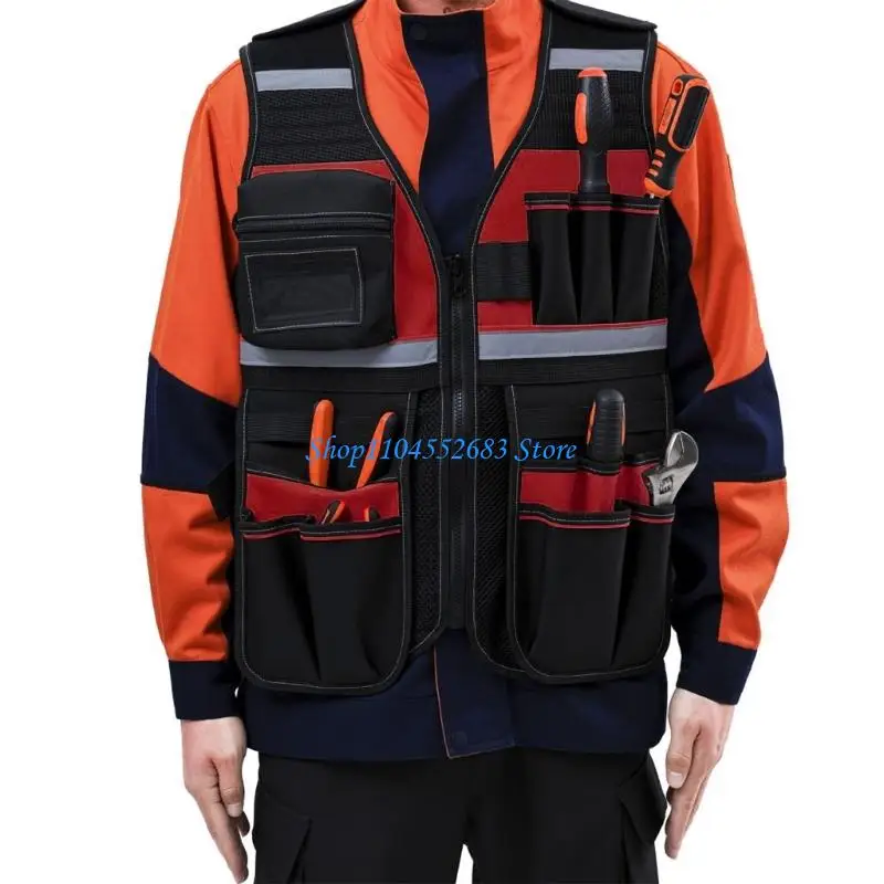 Y6GD Strong Work Vest For Laborers Having Multiple Pockets And Breathable Back Panel For Comfort All Day