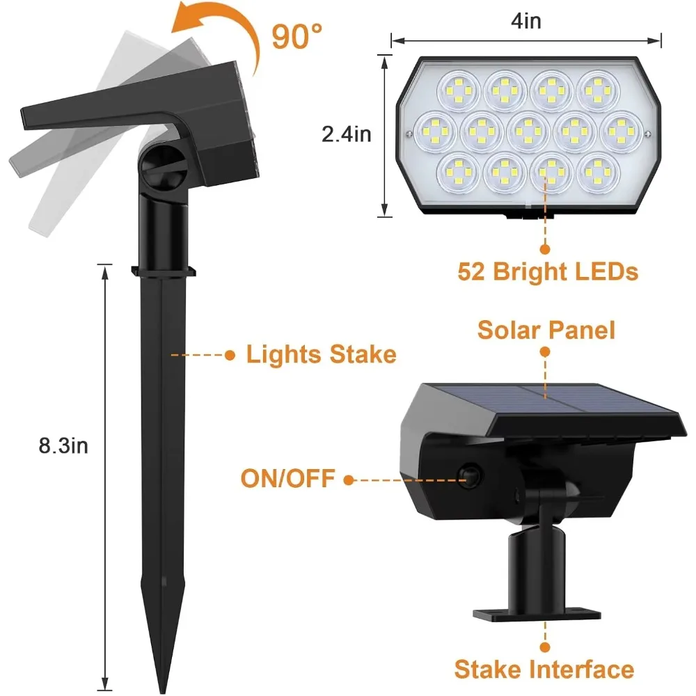 52 LED Solar Spot Lights Outdoor 6