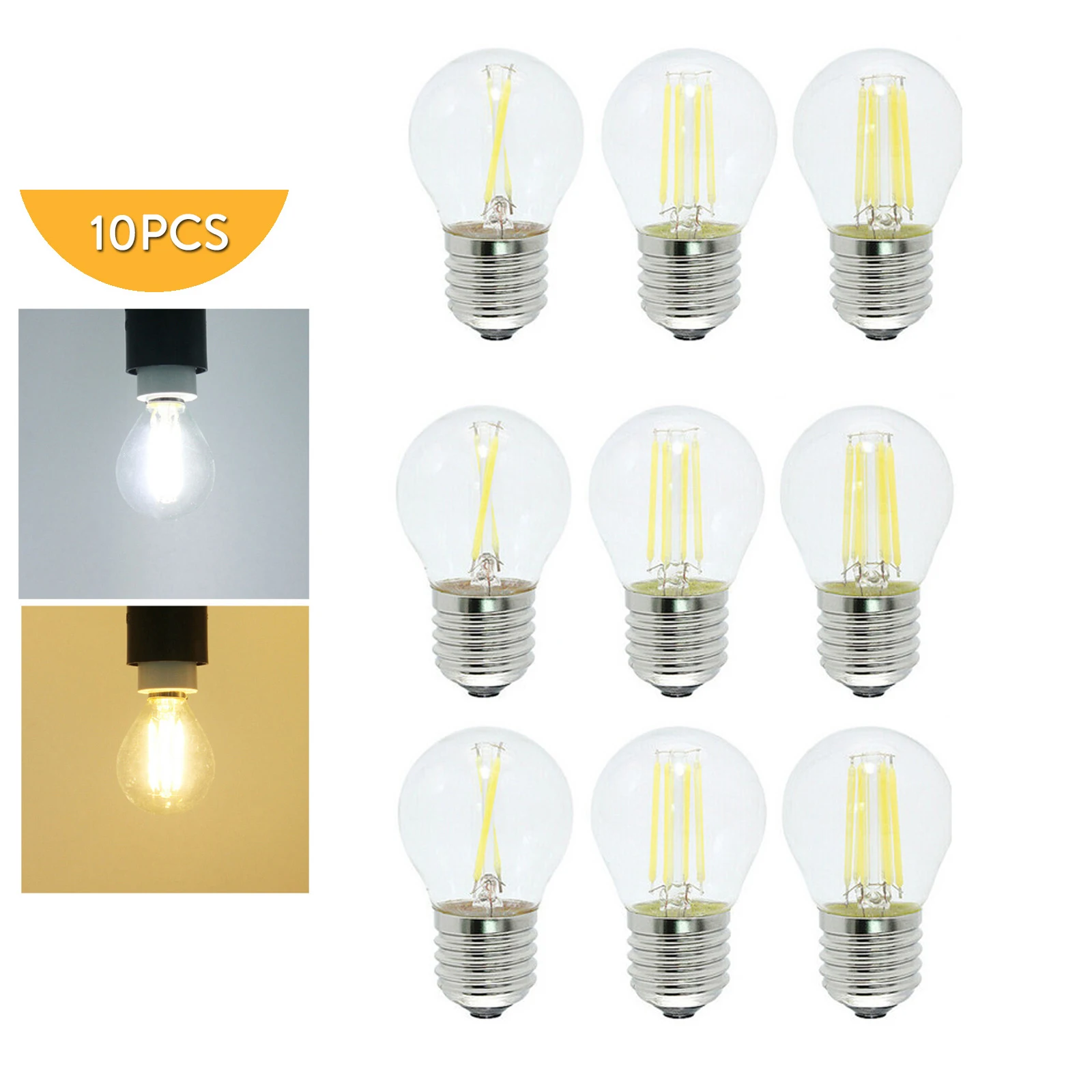 

10Pc G45 E27 Led Filament Globe Bulb 220V 240V 2W To 6W Edison Glass Vintage Lamp 2700K Shell 360 Beam Lampada Bulbs For Home