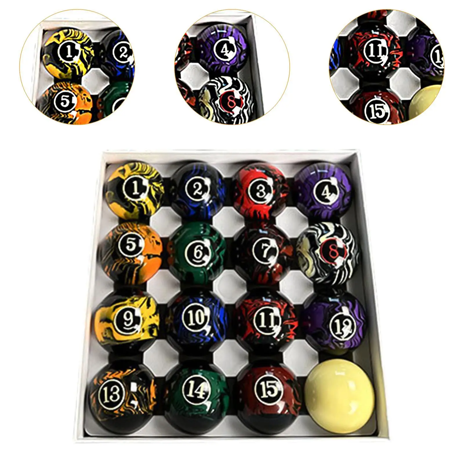 

Professional Resin Billiard Balls Complete Set Triangle Holder Pool Table Accessories for Adults Sports