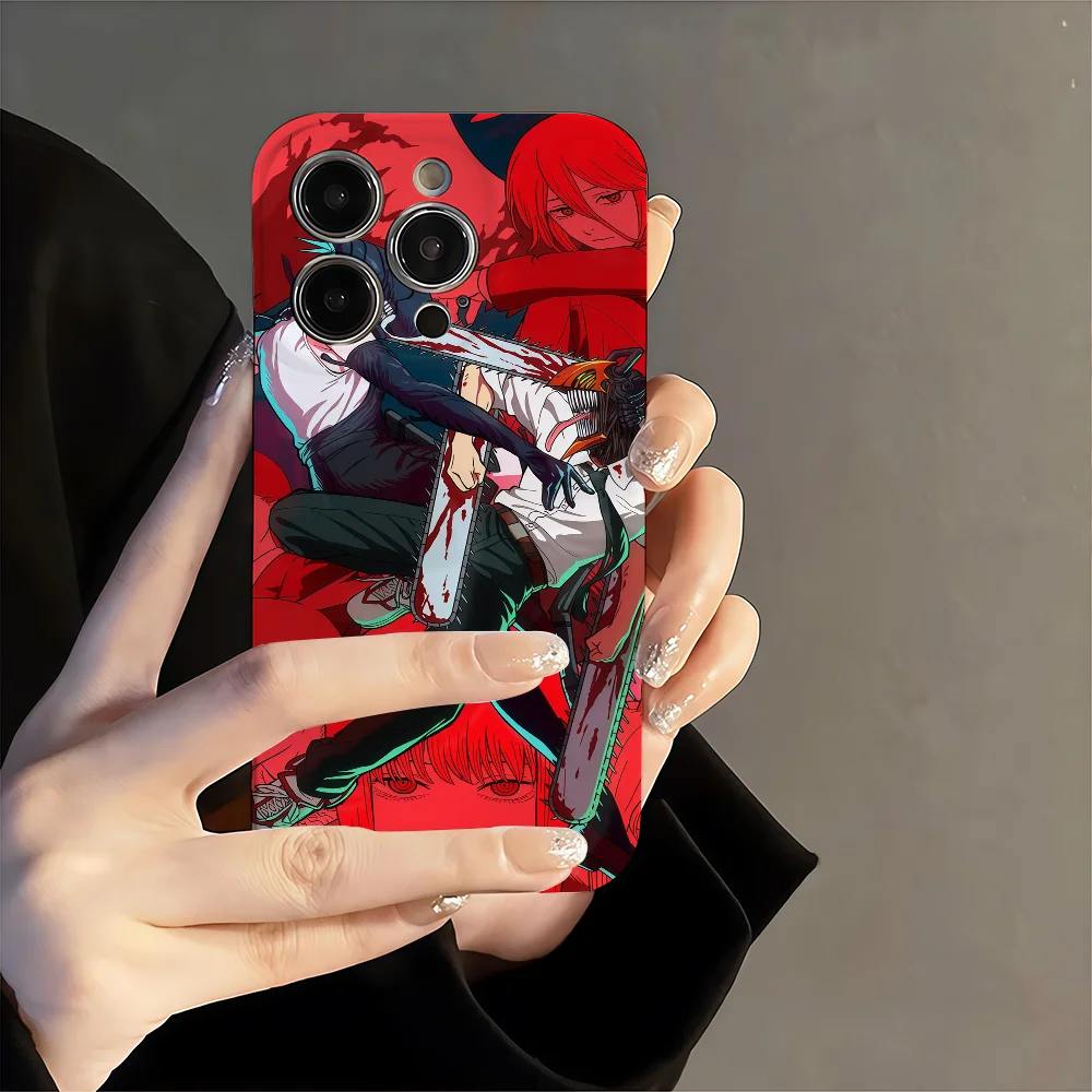 أنيمي C-CHAINSAW M-MAN Reze جراب هاتف آيفون 17 16 15 14 13 12 11 زائد برو ماكس ثقب دقيق صغير مطابقة فيلم يغطي