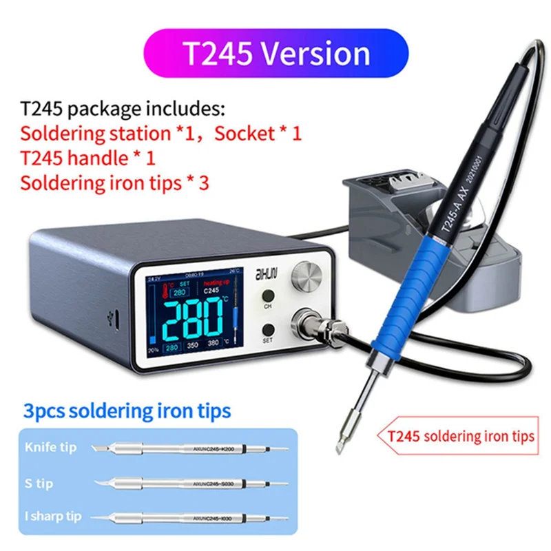 

ABBO-T3B Intelligent Soldering Station For SMD BGA Repair With Handle Welding Iron Tips Electric Set US Plug T3B-T210
