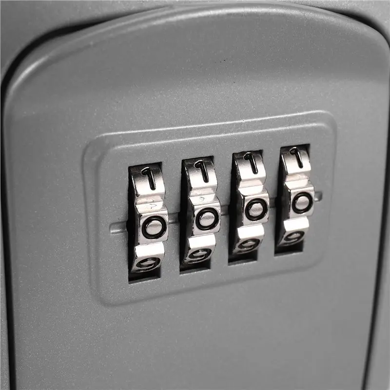 L62A 3X Key Lock Box Wall Mounted 4 Digit Combination Lock Box For House Key Weatherproof Security Key Lock Box Silver