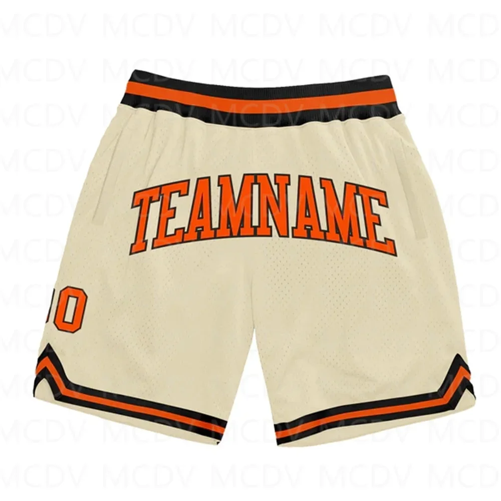 Benutzer definierte orange-königliche authentische Rückfall-Basketball-Shorts 3D-gedruckte Herren-Shorts schnell trocknende Strands horts