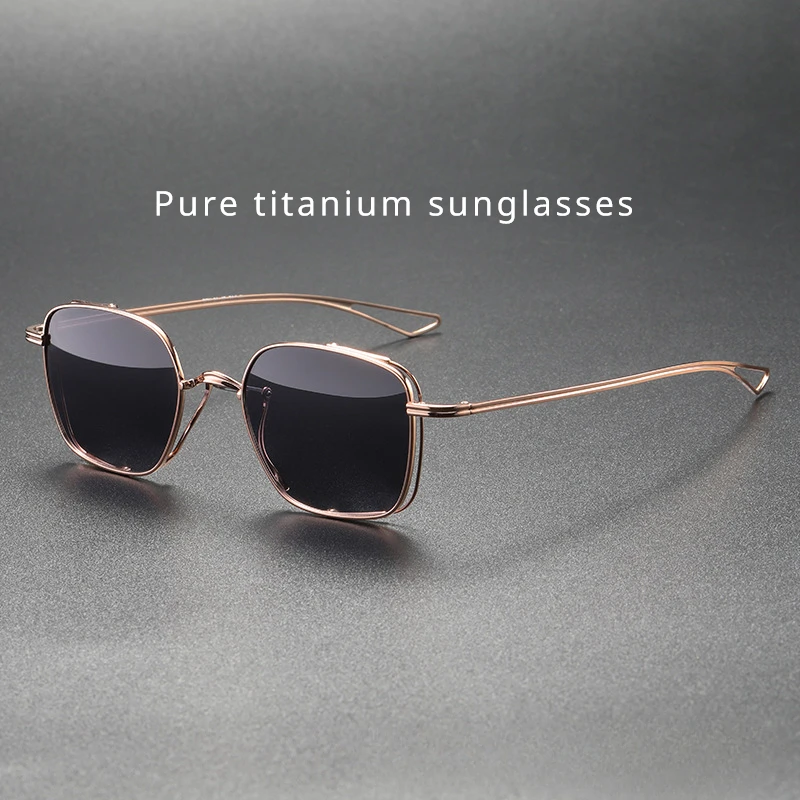 Pure Titanium Frame Sunglasses Trendy and Fashionable Men's Outdoor Driving Sunglasses UV400 Level Protection Delicate Women