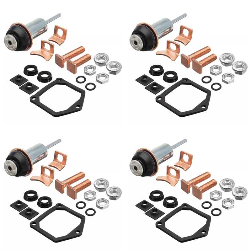 4X Universal Motor Starter Solenoid Repair Rebuild Kit Plunger Contacts Set For Toyota Subaru Honda