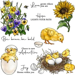 Mangocraft Flowers Chicken Eggs Birth Clear Stamp Spring Season DIY Scrapbooking Supplies Silicone Stamp For Cards Albums Decor