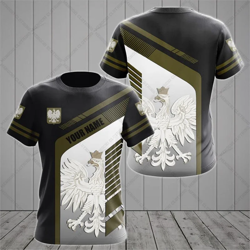 Polski Graphic Custom Name Men\'s Women\'s Short Sleeved Fashion Personalized Sports Style Short Sleeved Round Neck Casual T-shirt