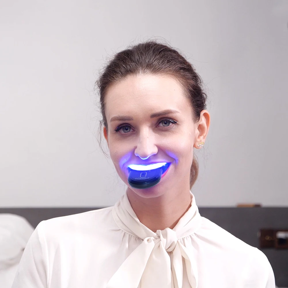 Denta Blue and Red Therapy Portable Mouth Tray Wireless LED Teeth Whitening Light