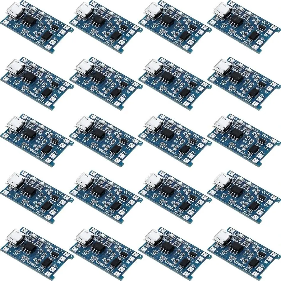10 Piezas de Placa de Carga para Baterías de Litio 18650 de 5V 1A, Módulo de Carga TP4056 con Protección, Mini/Micro USB Tipo C