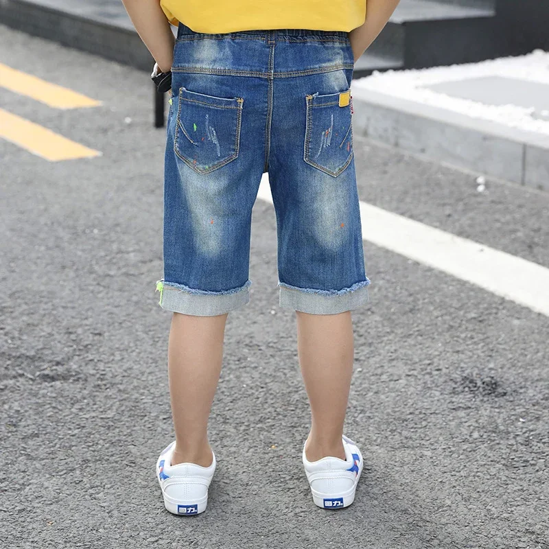 IENENS Children Boys Jeans Shorts Pants Summer Kids Denim Clothing Capris Straight Five Short Baby Boy Cropped Trousers