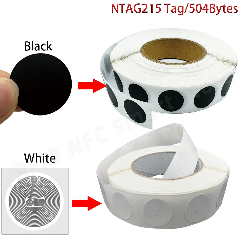 

NFC Tag Black NFC Stickers Protocol ISO14443A13.56MHz NT/AG 215 Universal Label RFID Tags and All NFC Phones en blanco y negr