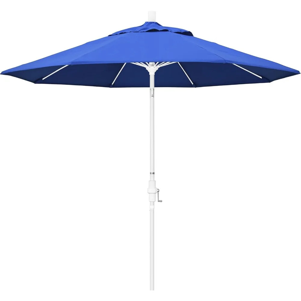 California Umbrella 9' Round Aluminum Pole Fiberglass Rib Market Umbrella Royal Blue Patio Furniture