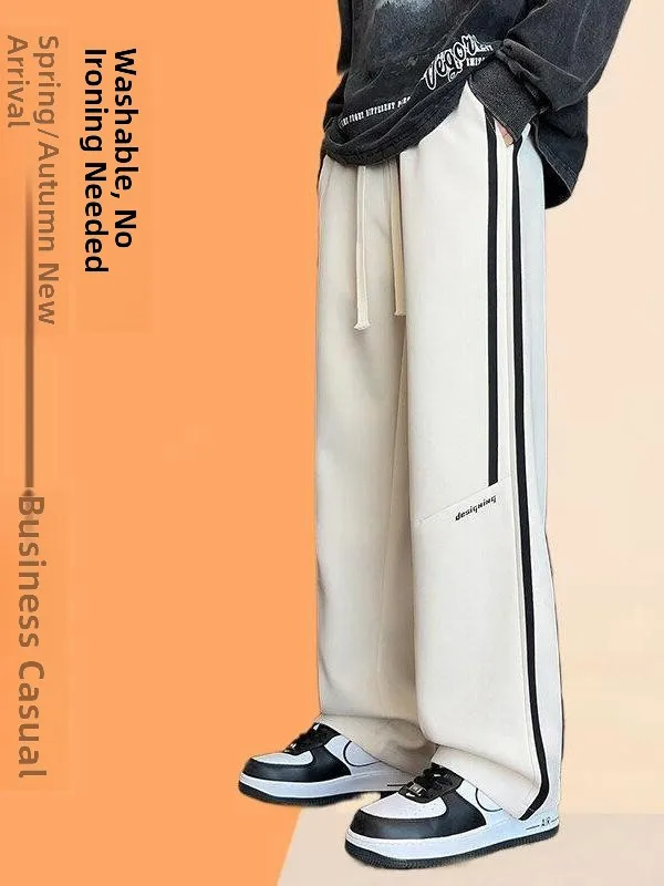 

Cool Straight Leg Men's Casual Sports Pants for Junior High School Students Trendy Loose Fit Teenage Boys Faionable Casual ...