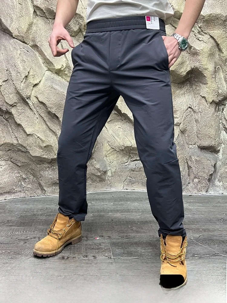 

High-End Fce Lined Soft ell Pants Men's Outdoor Windproof Warm Cosite Qui Warm Velvet Casual Straight Leg Trousers