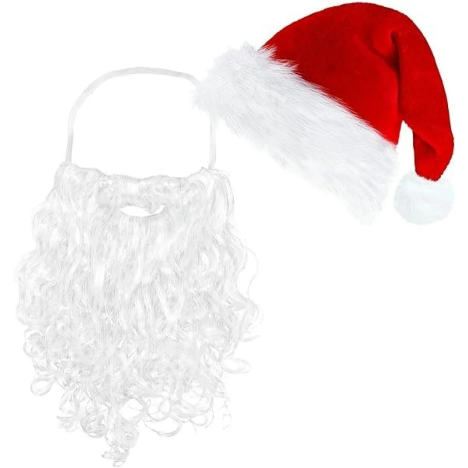 Weihnachtsmützen und Bart für Erwachsene, Weihnachtskostümdekorationen, Weihnachtsmützen, Weihnachtsmann-Bartmaske, Gesichtsbedeckung für Männer und Frauen