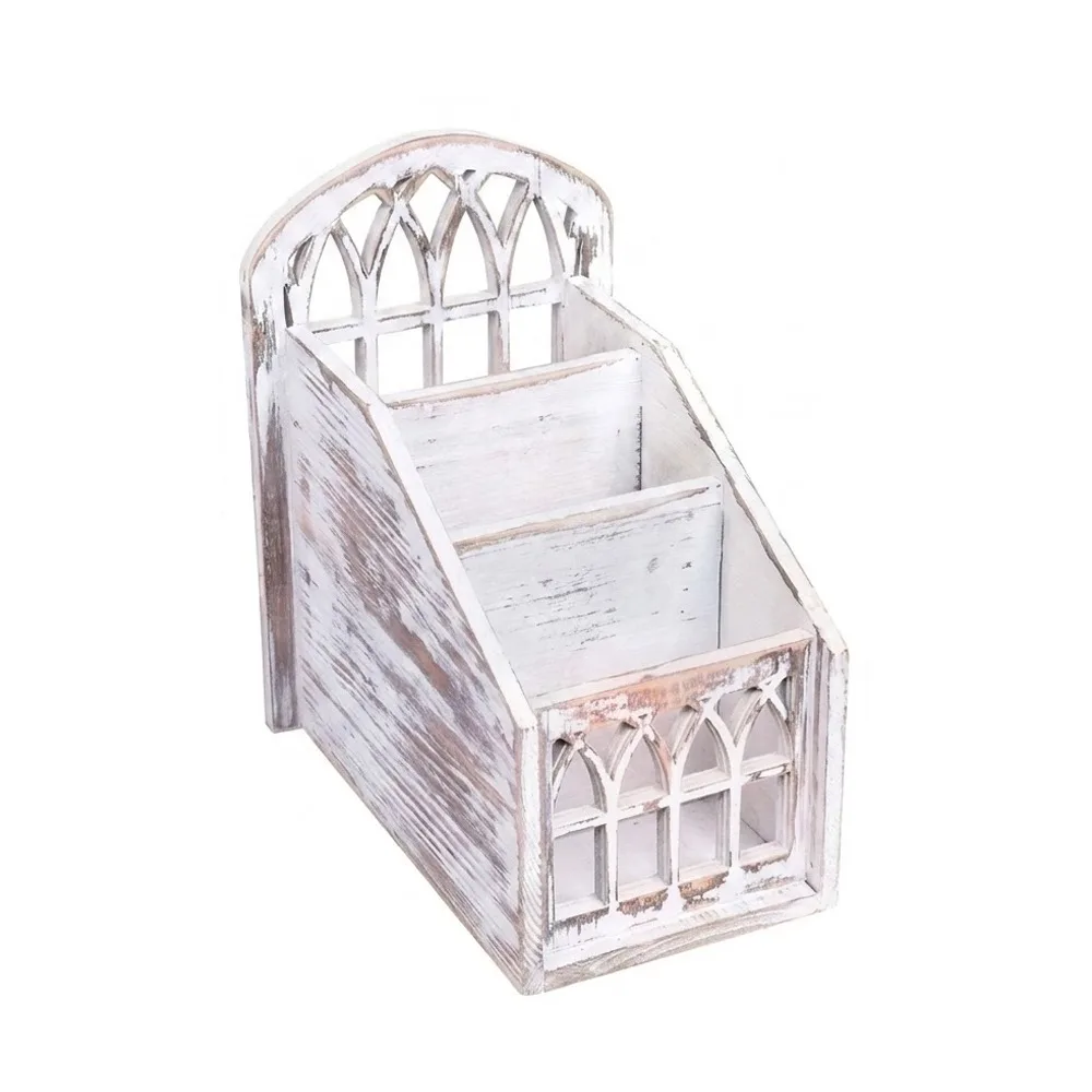 Durable 3 Grids Remote Control Storage Box Wooden Vintage Style Remote Control Holder Decorative Remote Container Bedroom