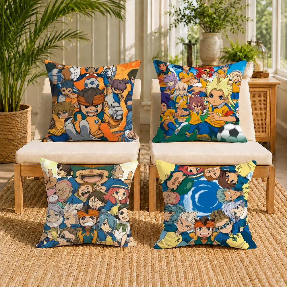 Japanese Anime L-inazuma Eleven Cushion Cover Short Plush Pillow Case Wrinkle-Resistant Machine-Washable For Easy Care