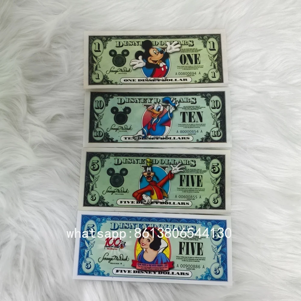 Disney Mickey Mouse Blancanieves papel de aluminio billete de dibujos animados edición limitada billetes coleccionables regalos de cumpleaños perfectos fanáticos del Anime