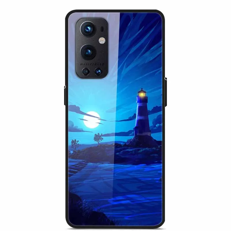 Phone Cases for One plus 9 Tempered Glass Hard PC Back Cover For OnePlus 9 EU Version Case for Oneplus9 Funda Shells