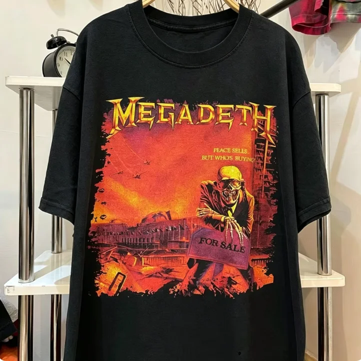 2026 Men Megadeth Peace Sells T Shirt Vintage Thrash Metal Rock Album Cover Graphic Tees Short Sleeve Cotton T-shirt Streetwear