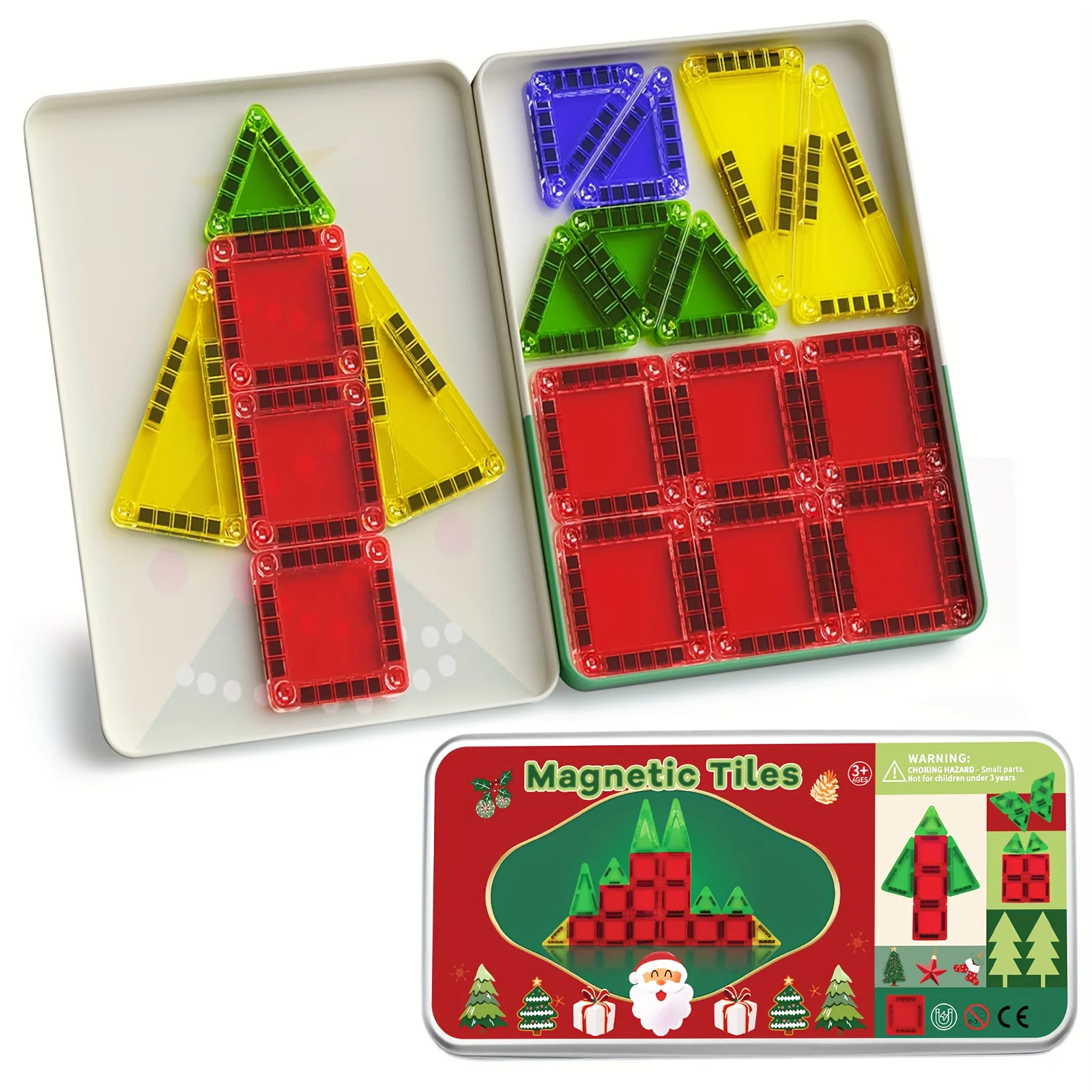 

25/35pcs Magnetic Building Blocks Magnetic Plate Toy Christmas Edition, Easy to Carry Travel Play Anywhere, Creative Christmas T