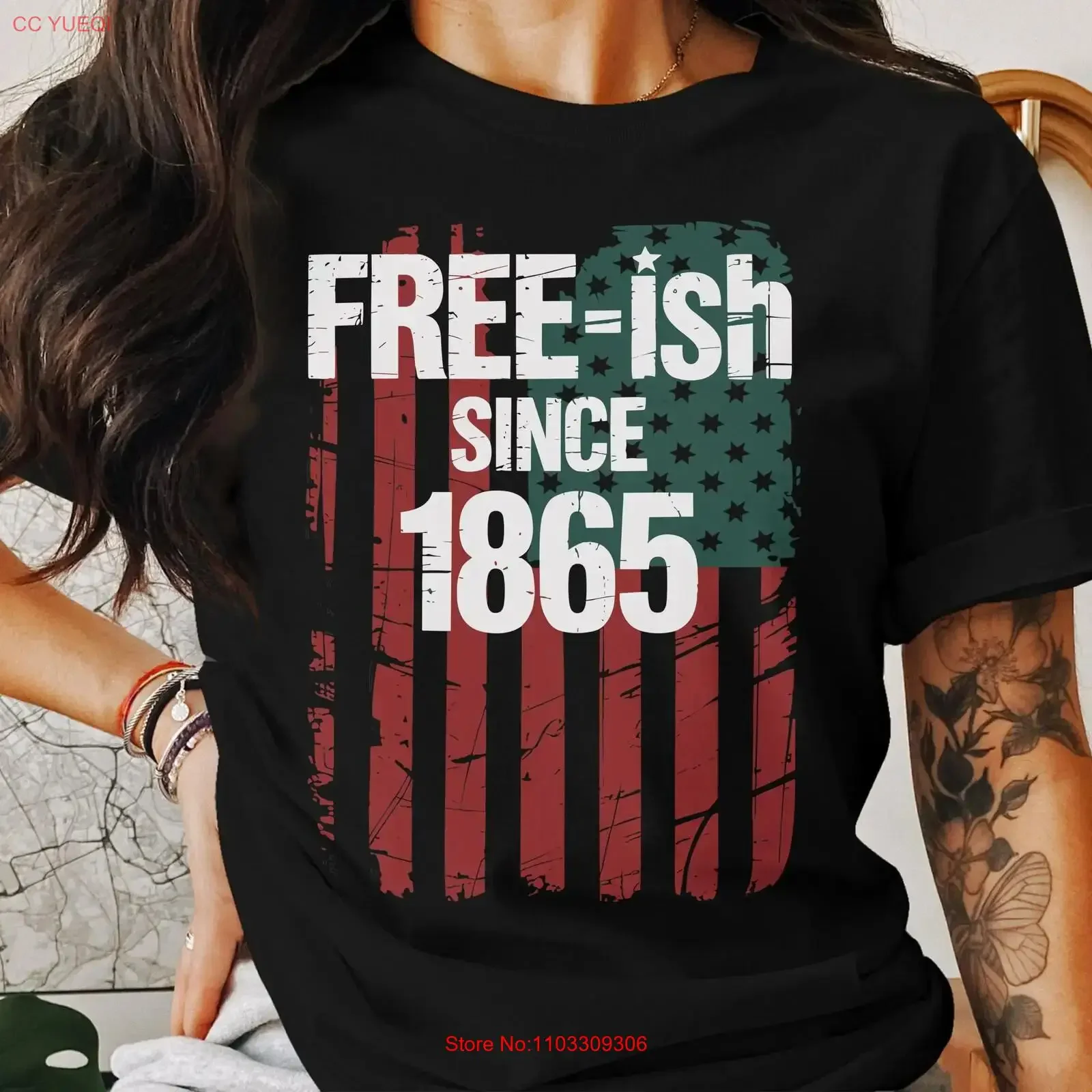 Camiseta Juneteenth Vintage Lavada para Hombre, Versátil, con Bandera Americana, Homenaje a la Historia Negra y el Día de la Libertad desde 1865