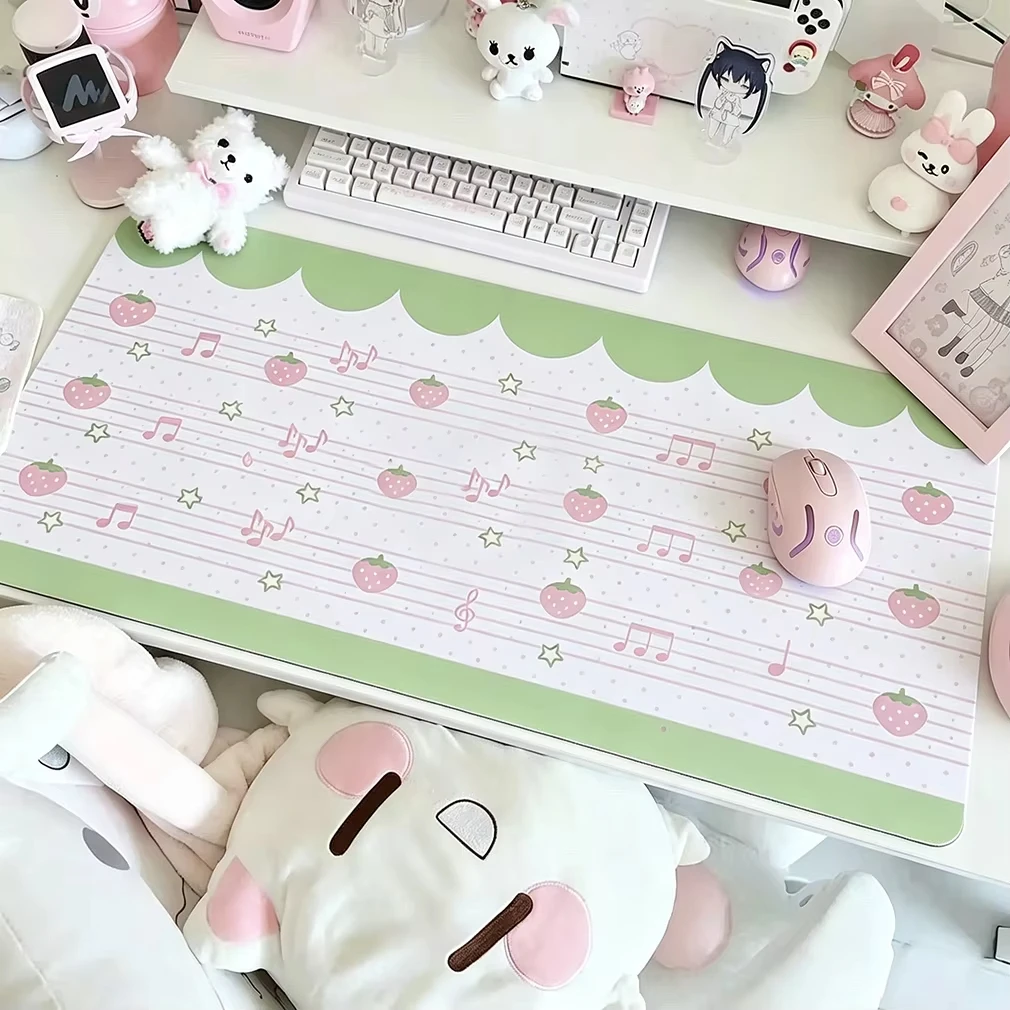Leather PU Desk Pad Protector Fruit Apples Strwberry Lemon Y2K Mouse Pad Office Desk Mat Waterproof Non-Slip PU Desk Blotter Pad