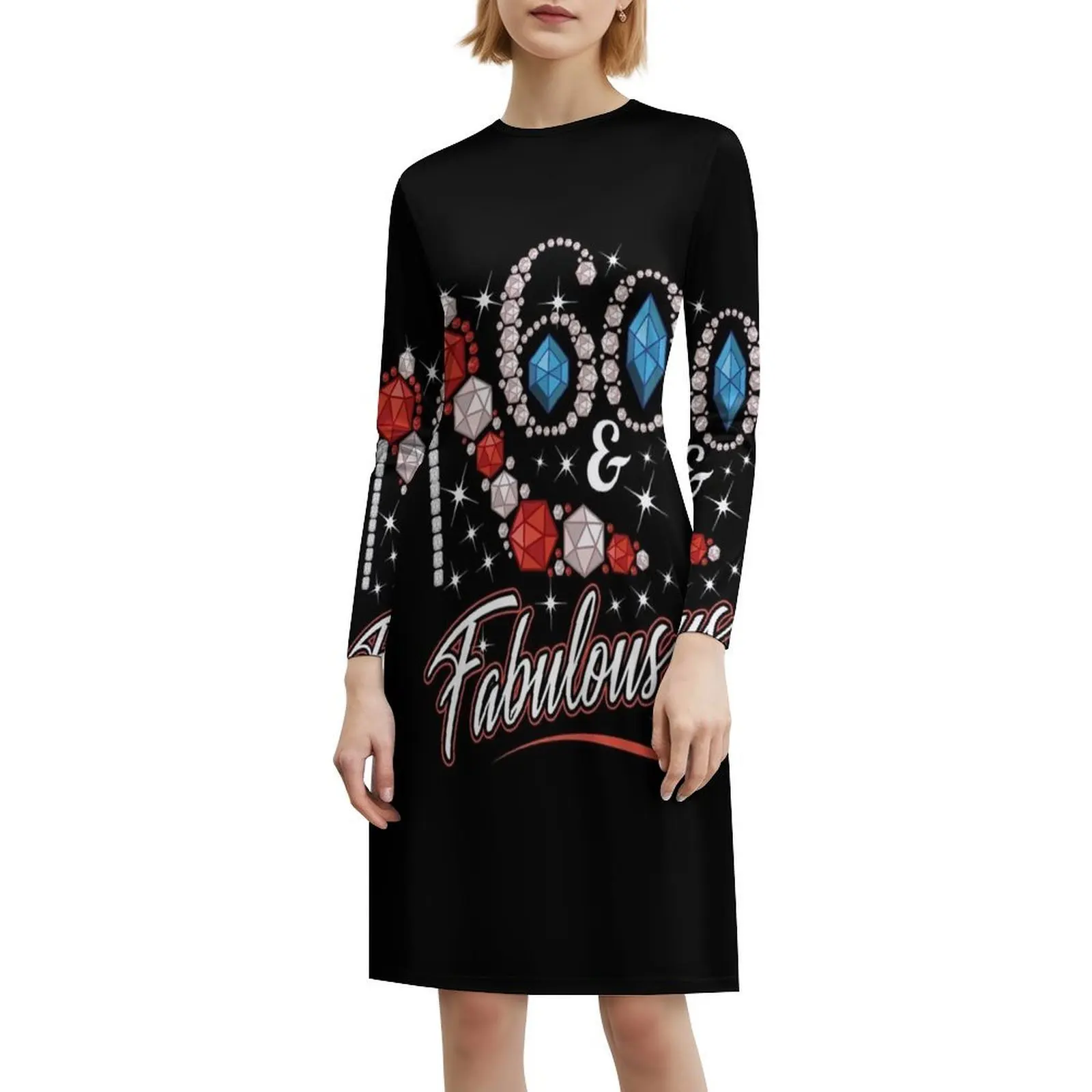 60th aniversário feminino salto alto impresso presente feminino elegante vestido de festa a linha vestido com opções curto/longo/sem mangas vintage