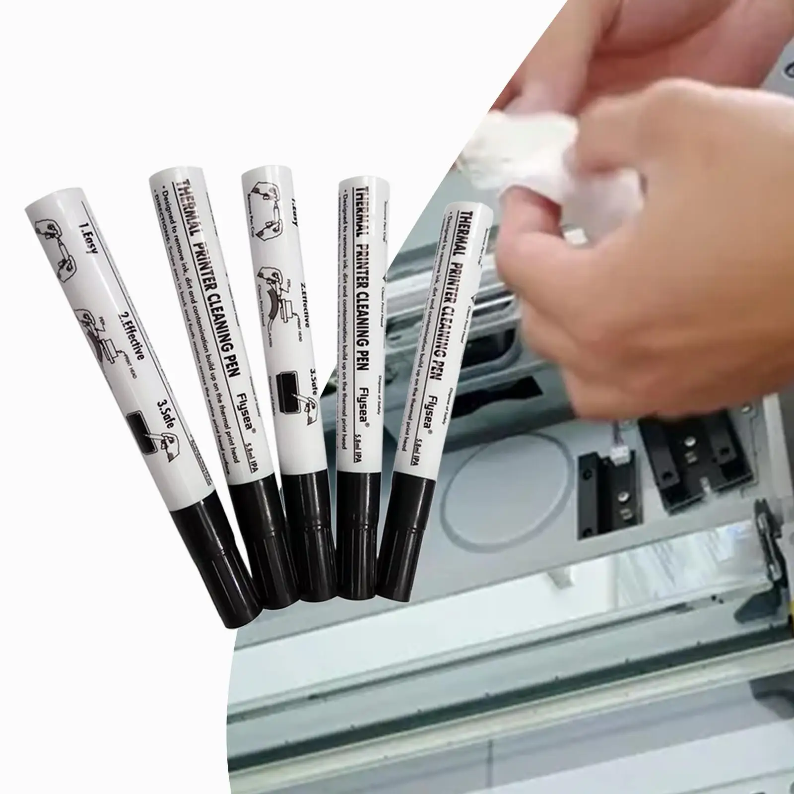 Cartão térmico Cleaner Impressora, Universal Printhead , Pen Repair Pen para Zebra, 5pcs