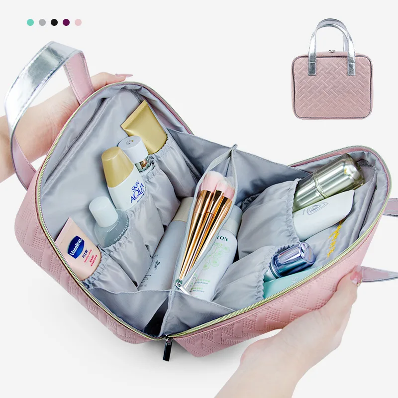 Large-capacity, compartmentalized travel toiletry bag for convenient storage