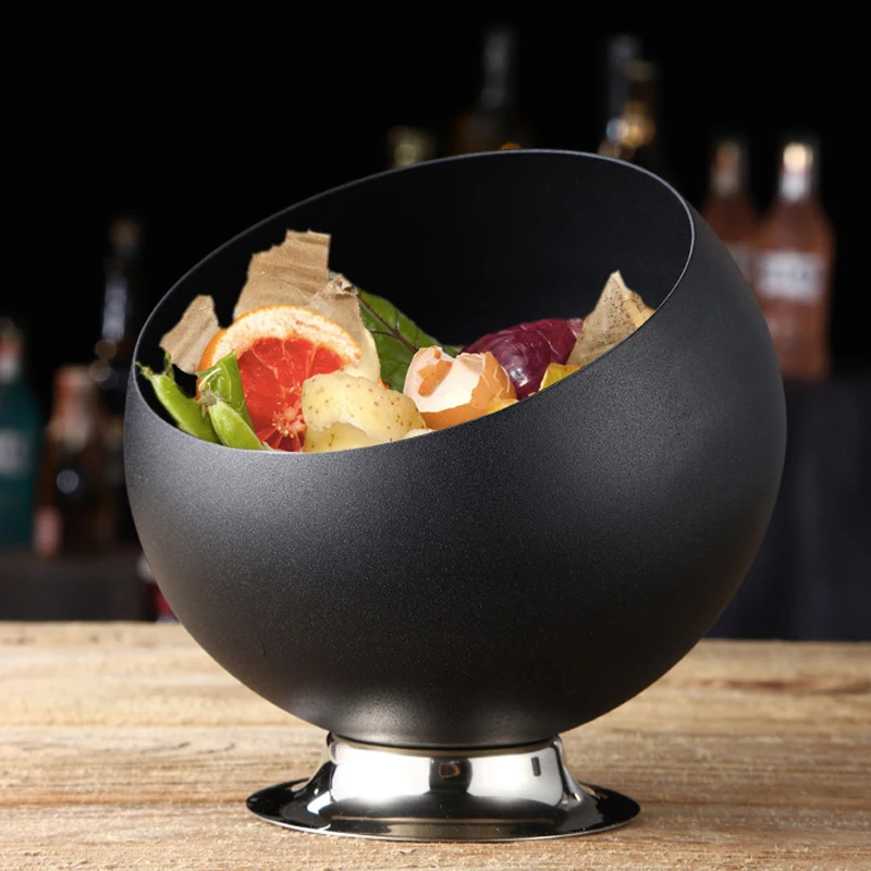 Stainless Steel Tabletop Trash Can - Creative Ashtray & Fruit Peel Storage Bin for Billiard Hall, Bar and KTV