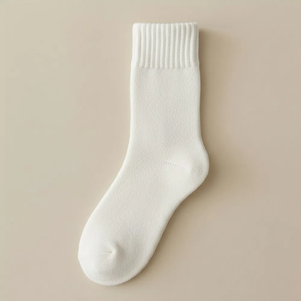 Fashion Cashmere Fuzzy Wool Socks Thick Solid Color Winter Warm Velvet Socks Thermal Mid Tube Socks For Women