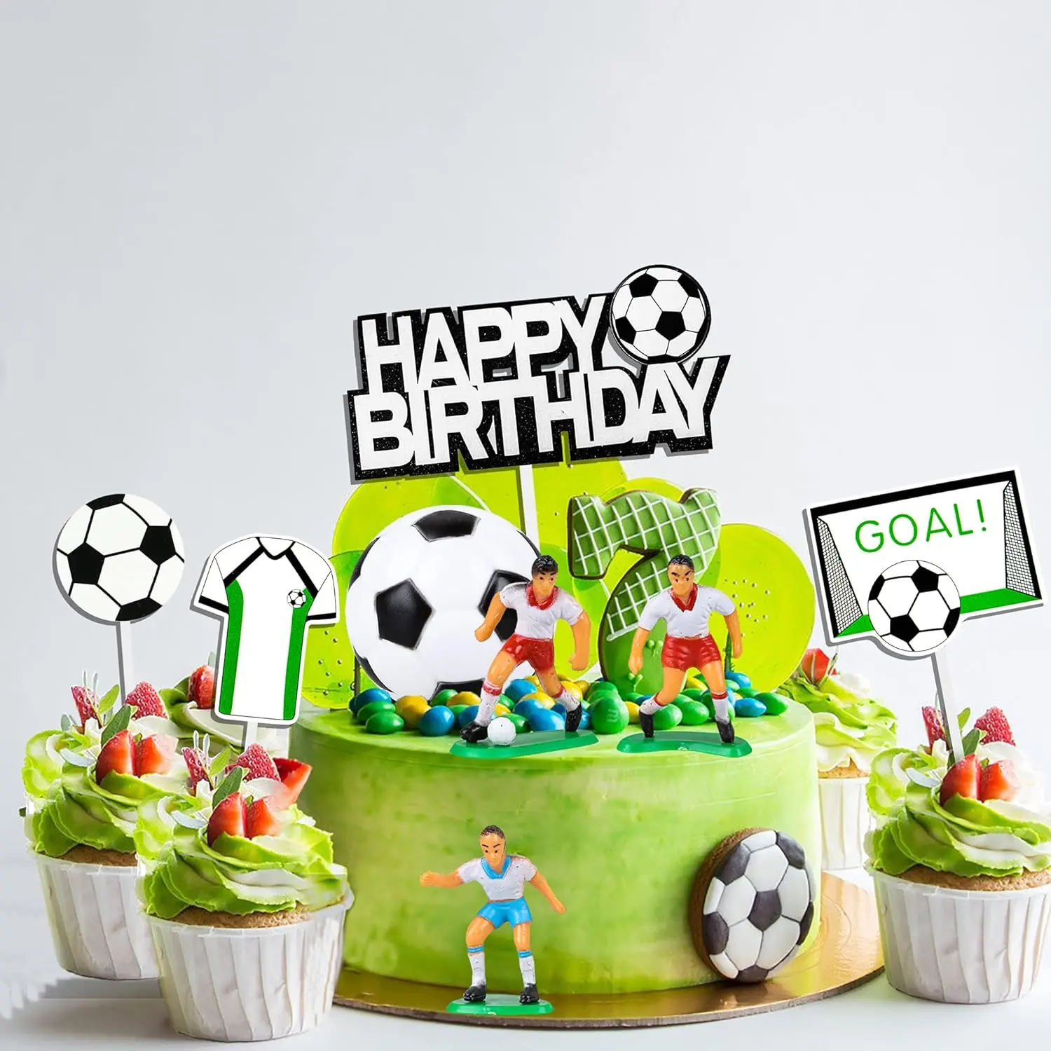37 PCS Sports Cake Toppers Sports Cake Decoration with Soccer Football Baseball Basketball Tennis Golf for Boys Men Sports Theme