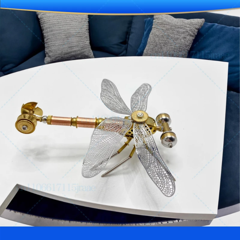 Steampunk Mechanical Insect Dragonfly Metal Model Pure Handmade Crafts Creative Ornament Gift