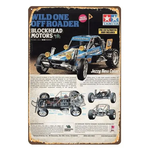 Vintage Rc Car Metallschild-Poster – Tamiya Wild One Buggy –