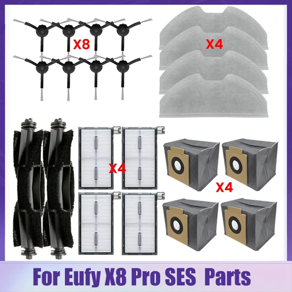 

Набор из 22 аксессуаров для робота-пылесоса X8 Pro / X8 Pro: основная и боковые щетки, HEPA-фильтр, салфетка для влажной уборки, мешок для сбора пыли [BWASCLIM]