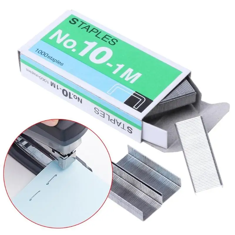 New 1000 Pcs No 10 Standard Metal Staples Box For Desktop Office Stapler Heavy Duty Galvanized Binding Supplies