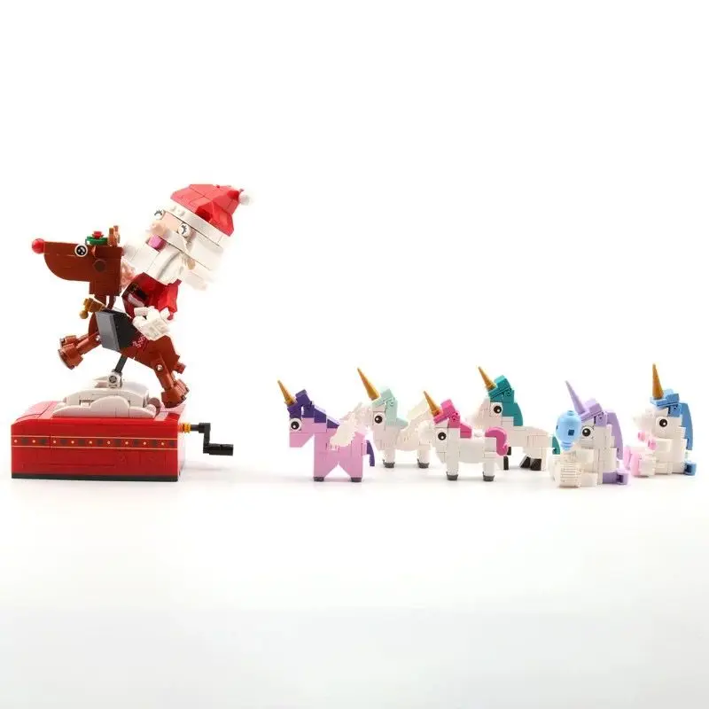 Bloques de construcción de renos de Navidad DIY, ladrillos de Papá Noel con caja de música, ladrillos autoensamblados para cumpleaños, regalos de cumpleaños, 440 Uds.