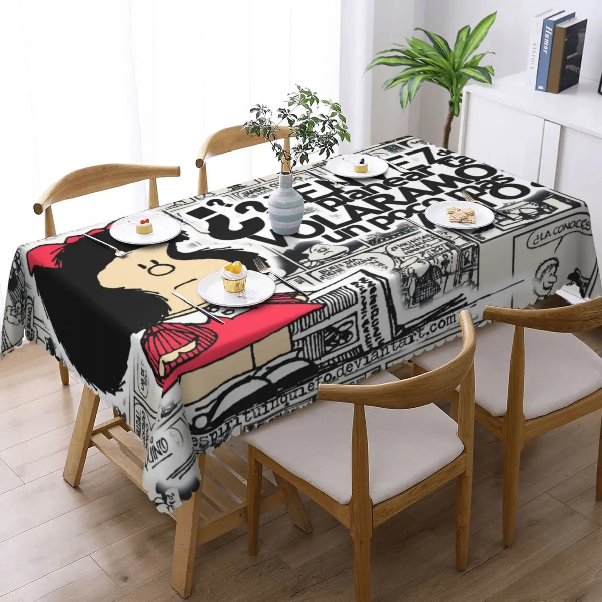 Rectangular Mafalda Cartoon Table Cloth Waterproof Tablecloth Outdoor 45\