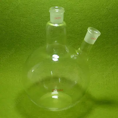 

2000ml 2 Neck Flat Bottom Boiling Flask,24/29 Joint,Glass Flask,lab Glassware