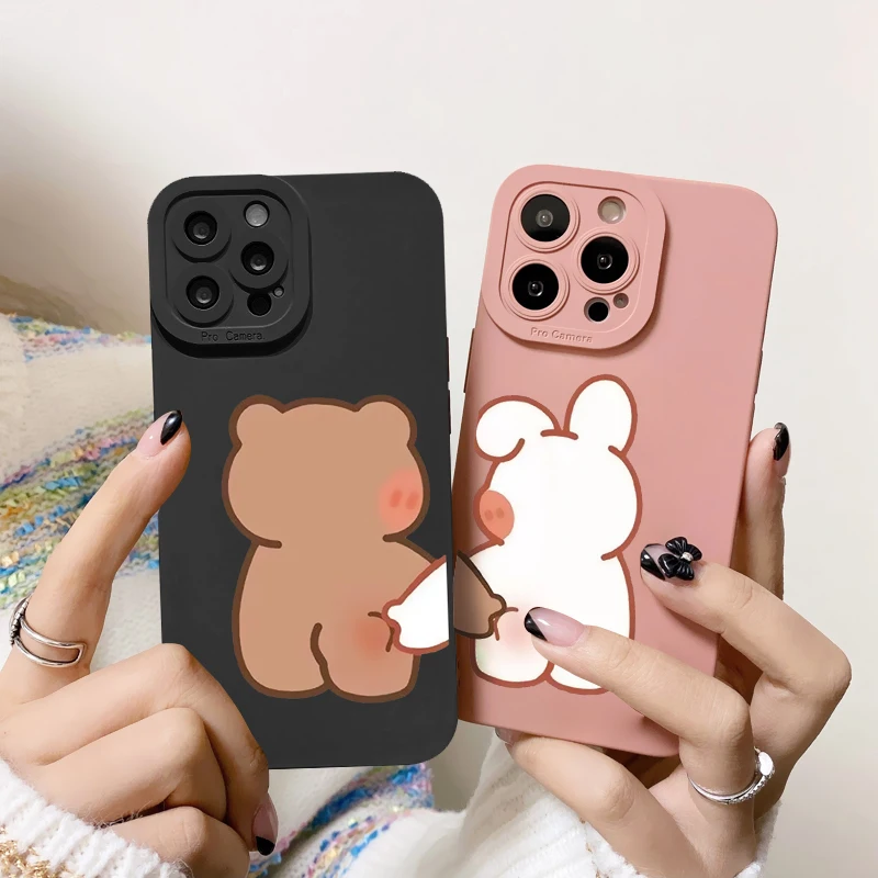 Funny Animal Bunny Panda Pig Phone Case for IPhone 11 12 13 14 Pro Max 7 8Plus SE2 X XR XS Max Cute Bear Cover Soft Shell