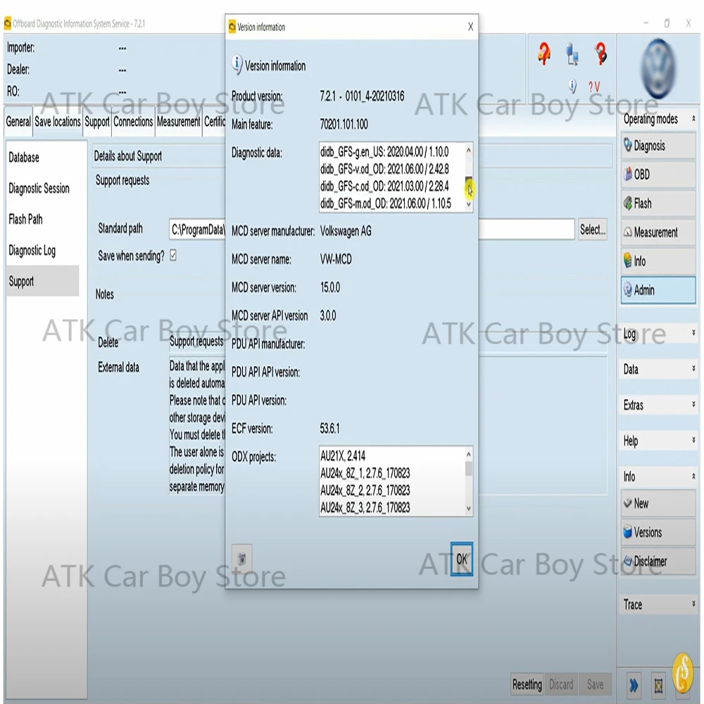 VA-S 6154B V1.6 Software OD-IS V6.2.0 Support For V-W For AU-DI For SKO-DA Cars Diagnostic Programming Tool USB/WiFi Connection