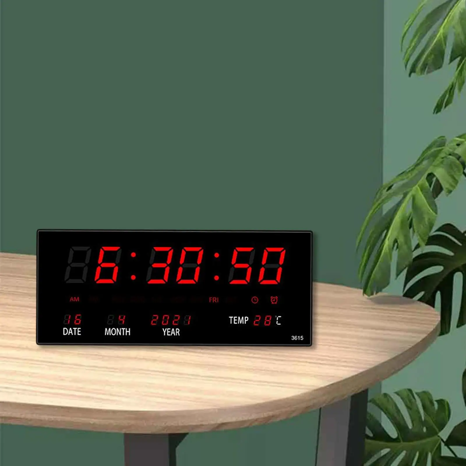 Rectangle Wall Alarm Clock with Date Week Temperature Large LED Display Digital Clock for Living Room Decor