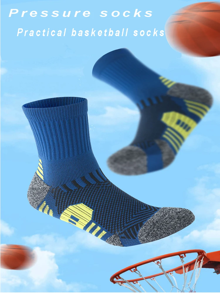 Professional Fitness Sports Socks, Towel Bottom Anti-Slip Running Socks, Men's and Women's Quick-Drying Basketball Tain EUR38-44