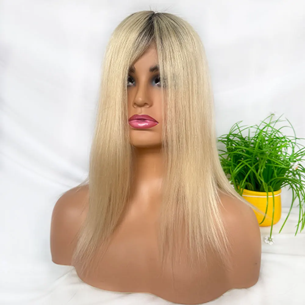 0.06mm Hair Piece Thin Skin Men's Human Hair Toupee Invisible PU Women Wigs Natural Hairline Ombre 4T613# 13 Inch for Bald Men